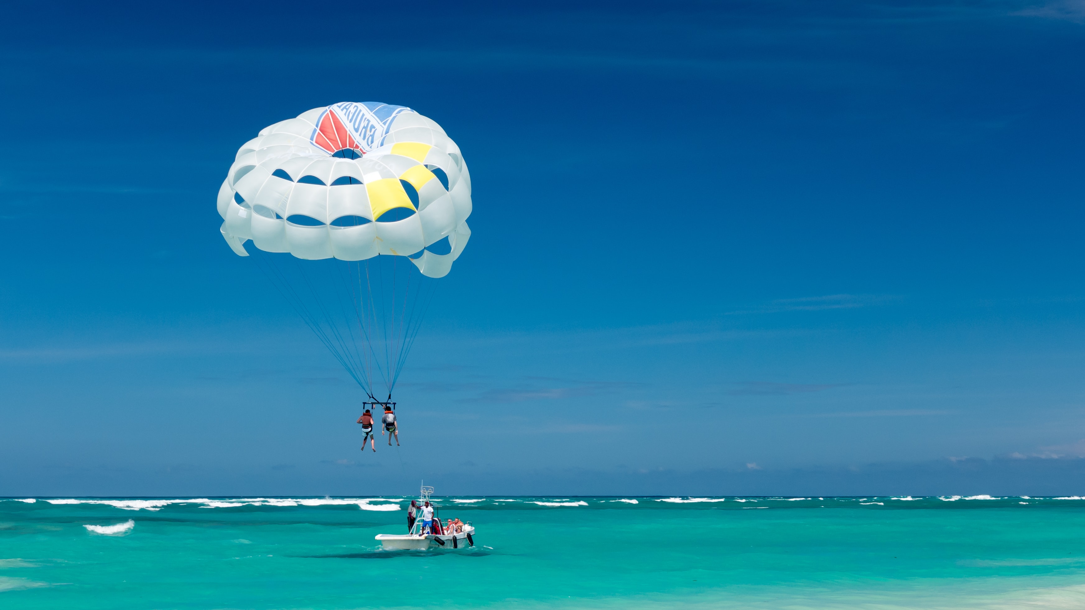 Parasailing off the coast of Mexico near Cancun